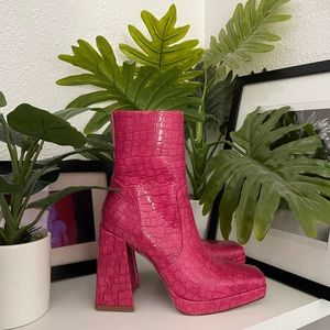 Nasty gal hot pink heeled ankle boots
